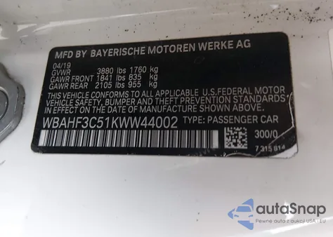 2019 BMW Z4 Sdrive30I z USA, uszkodzony, nr VIN WBAHF3C51KWW44002